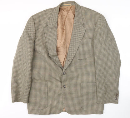 Next Men Brown Wool Check Blazer 40R Regular Fit