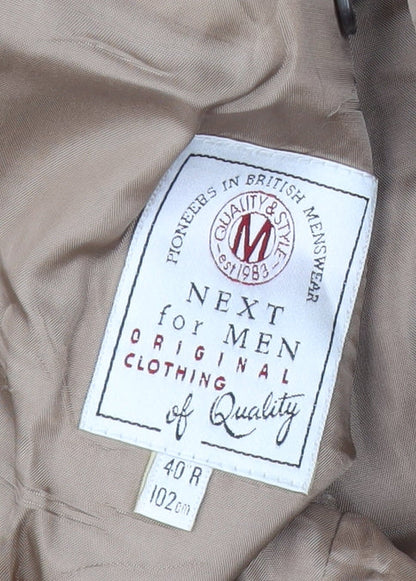 Next Men Brown Wool Check Blazer 40R Regular Fit