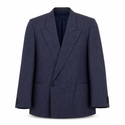 Front view of Harbarry of England Men's Blue Double-Breasted Blazer 40S