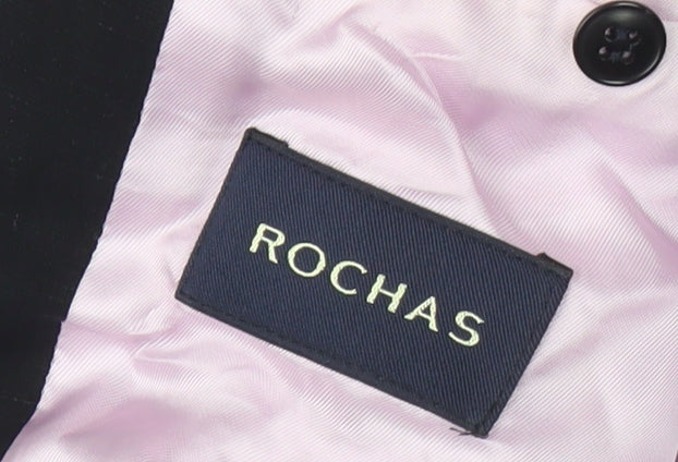 Rochas Men's Black Blazer 40 R Notch Lapel Formal