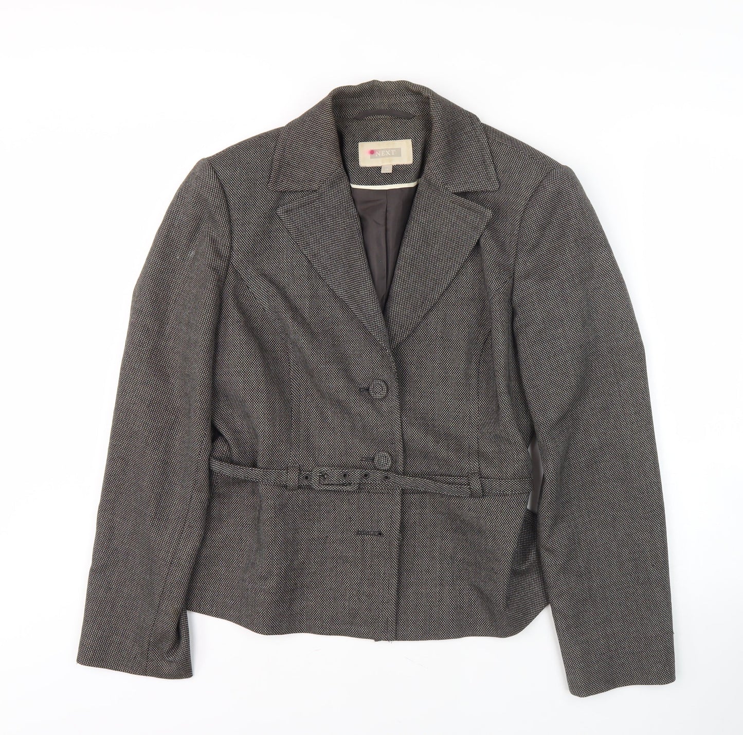 Next Women’s Grey Blazer Size 10 - Belted Notch Lapel