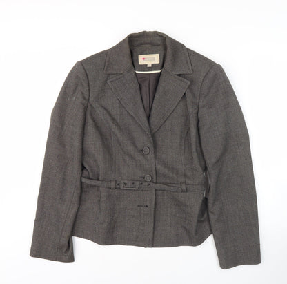 Next Women’s Grey Blazer Size 10 - Belted Notch Lapel