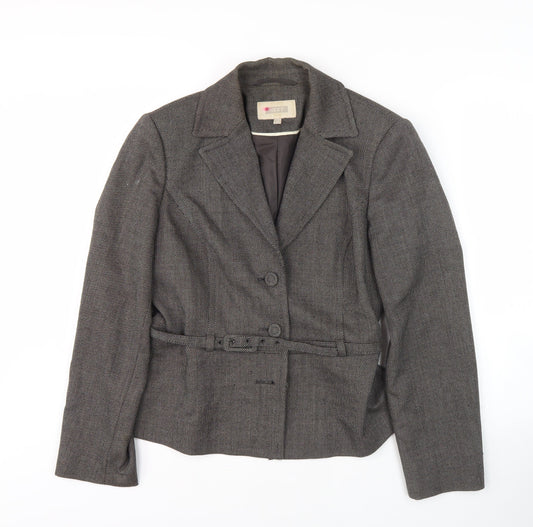 Next Women’s Grey Blazer Size 10 - Belted Notch Lapel