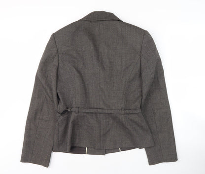 Next Women’s Grey Blazer Size 10 - Belted Notch Lapel