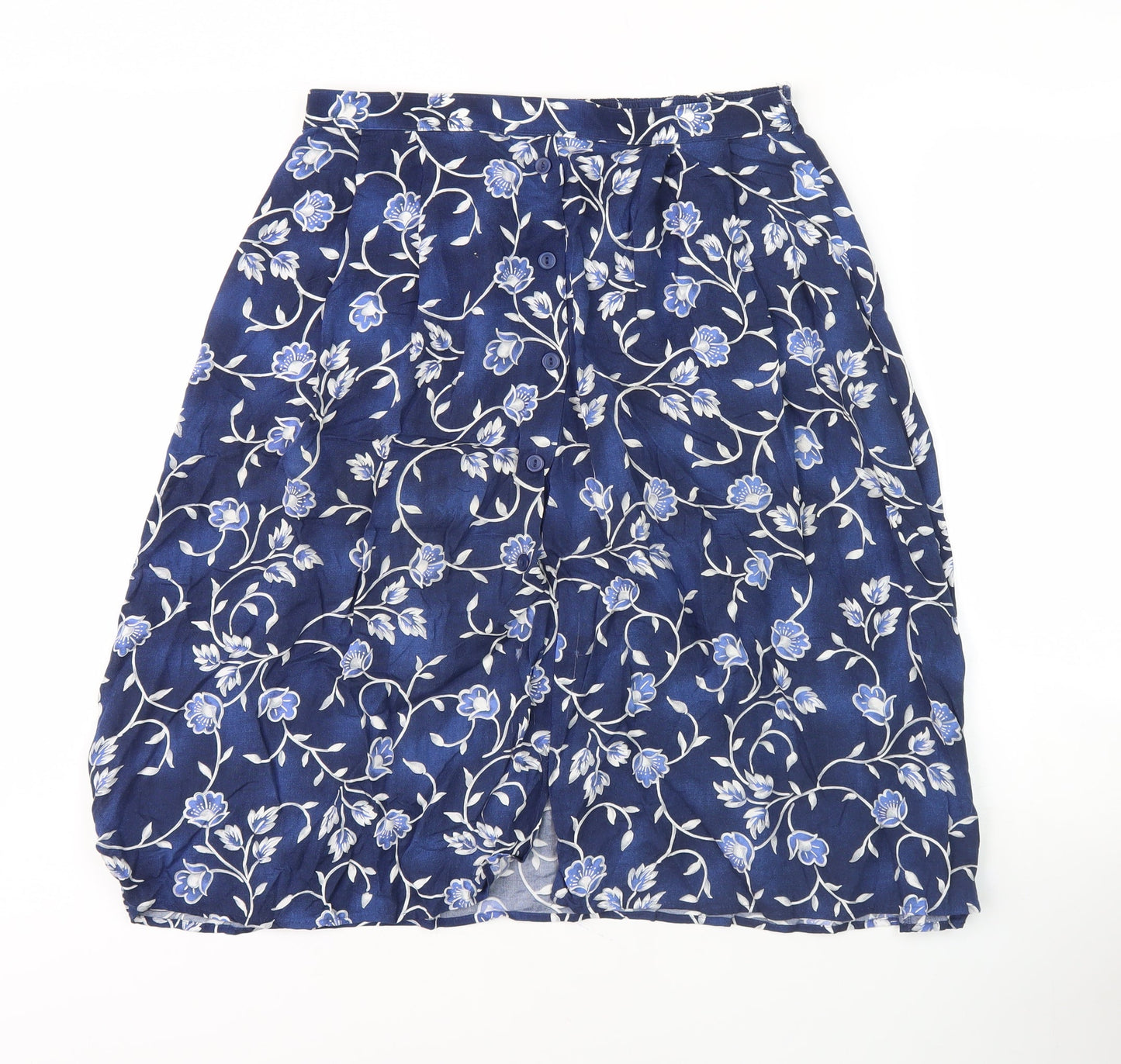 Marks and Spencer Women's Blue Floral Knee Length Skirt Size 10