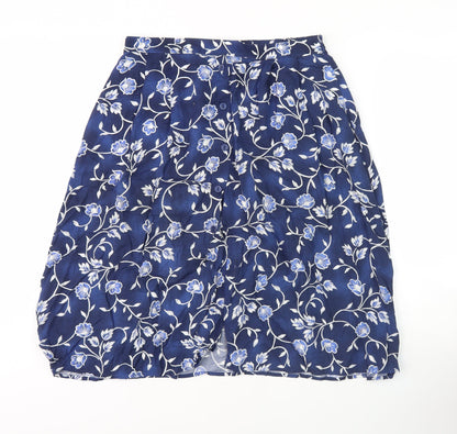 Marks and Spencer Women's Blue Floral Knee Length Skirt Size 10