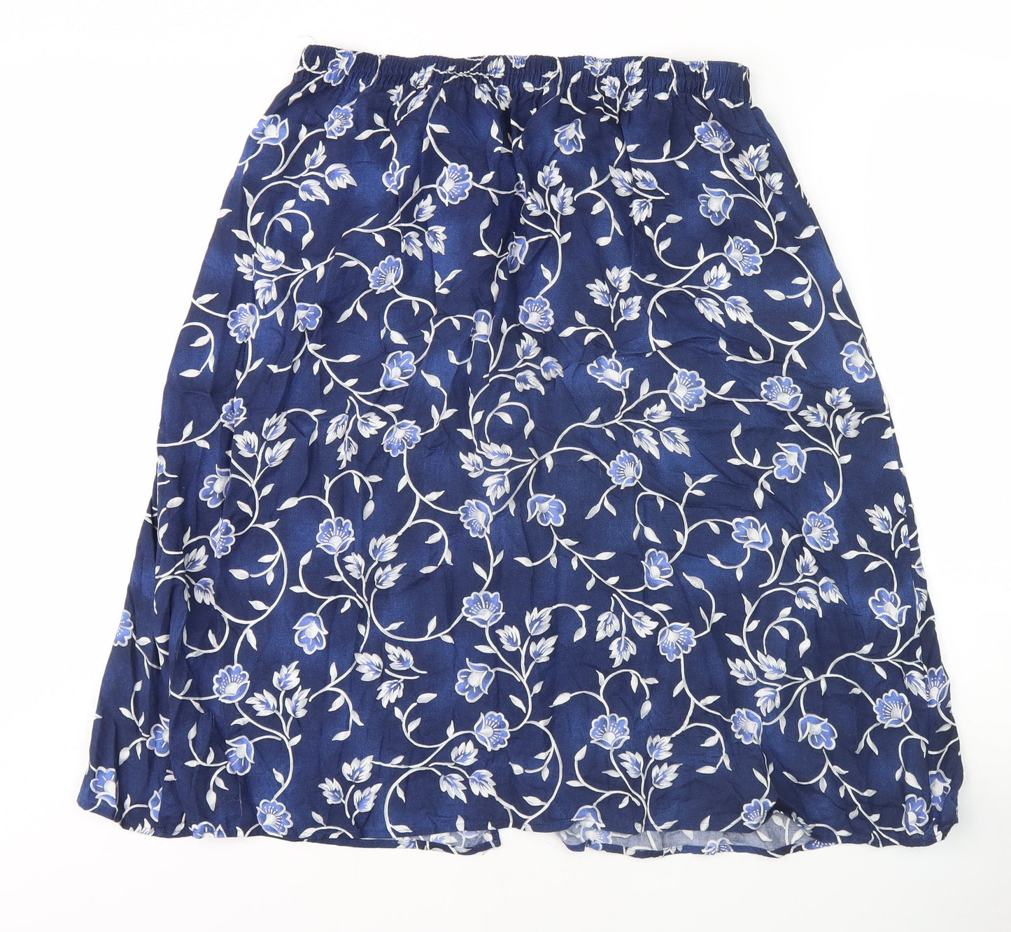 Marks and Spencer Women's Blue Floral Knee Length Skirt Size 10