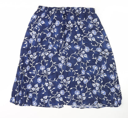 Marks and Spencer Women's Blue Floral Knee Length Skirt Size 10