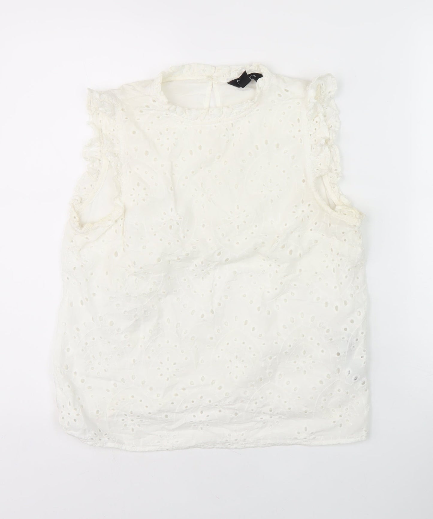 New Look Women's White Sleeveless Embroidered Blouse