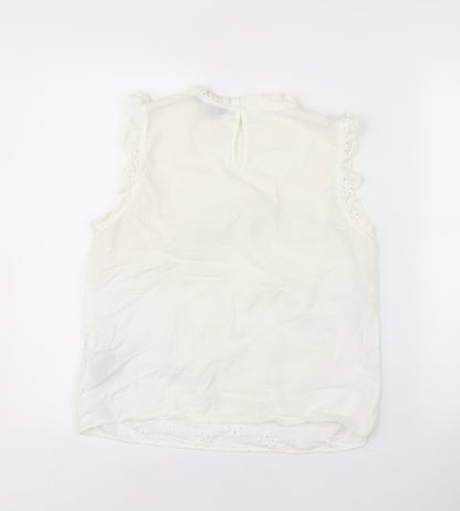 New Look Women's White Sleeveless Embroidered Blouse
