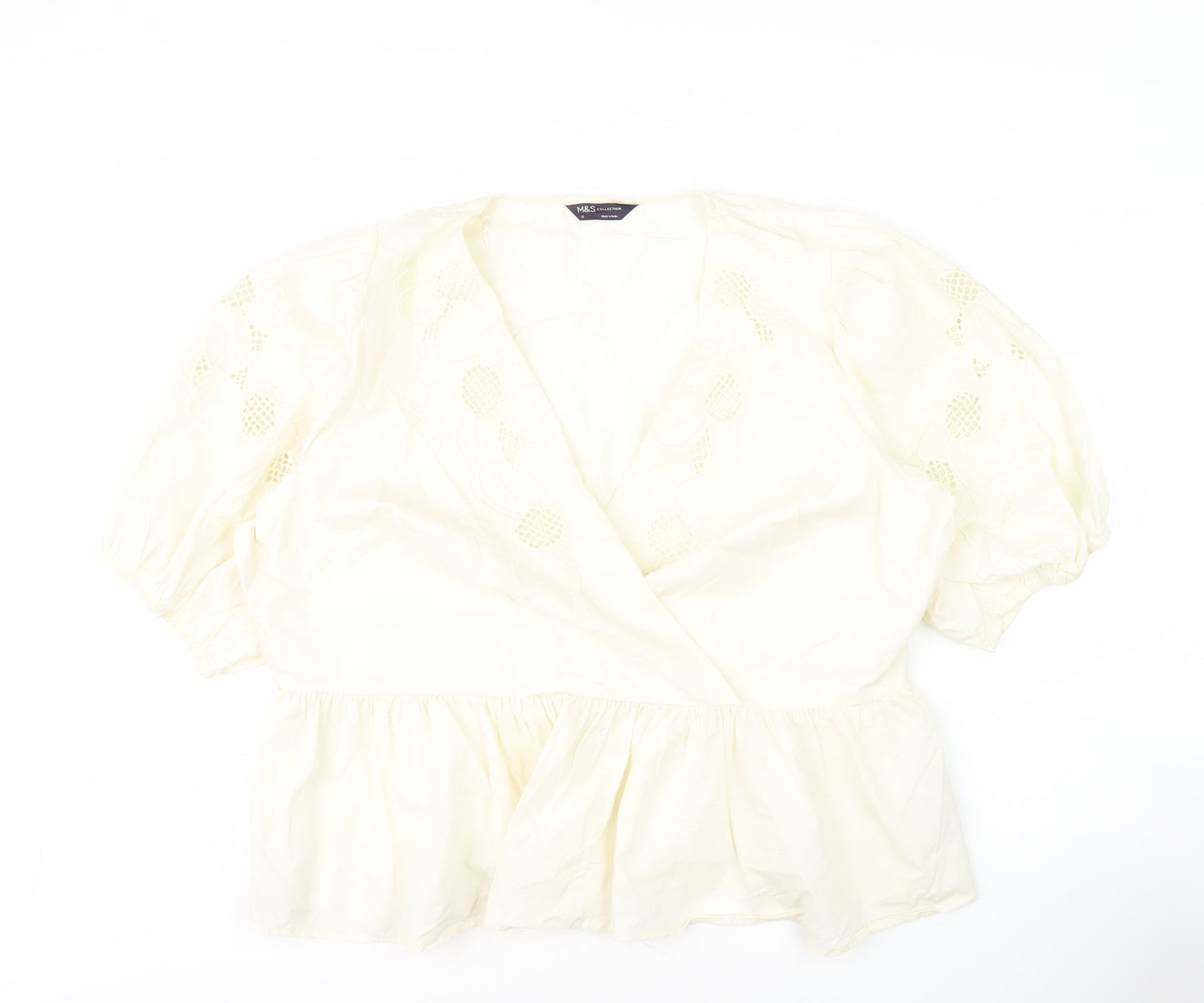 Womens UK Size 10 Marks and Spencer Ivory Wrap Blouse