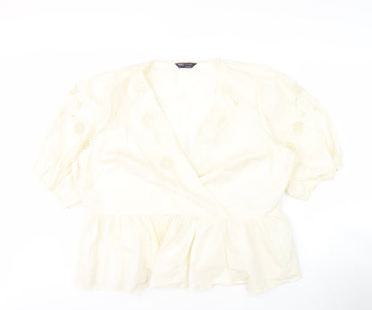 Womens UK Size 10 Marks and Spencer Ivory Wrap Blouse