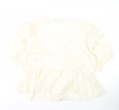 Womens UK Size 10 Marks and Spencer Ivory Wrap Blouse
