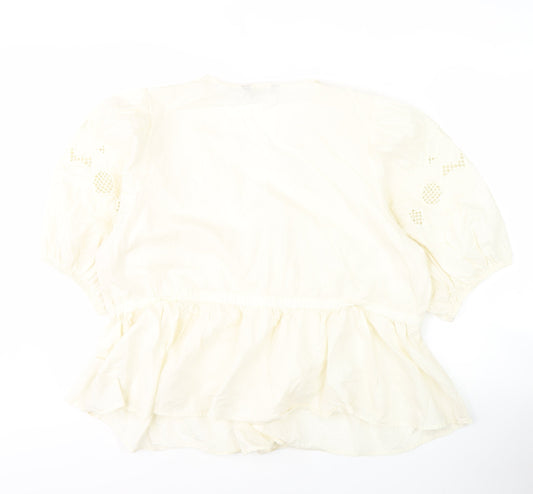 Womens UK Size 10 Marks and Spencer Ivory Wrap Blouse