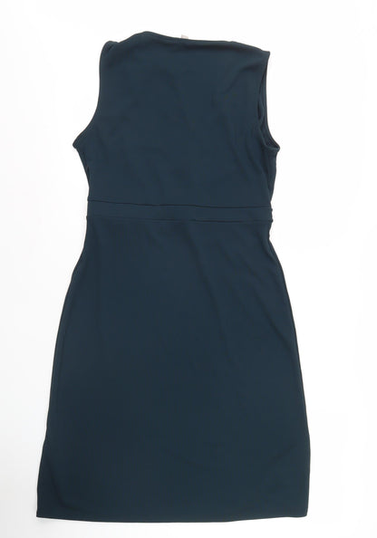H&M Women's Blue Sleeveless Sheath Dress M