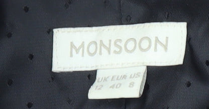 Monsoon Women's Floral Blazer, Size 12, Black