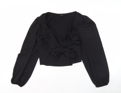 Womens UK Size L Monki Black Wrap Blouse