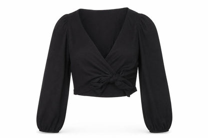 Womens UK Size L Monki Black Wrap Blouse