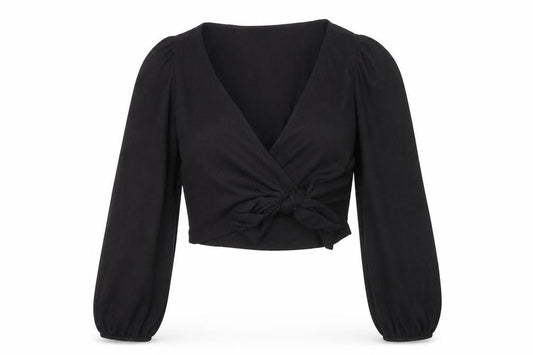 Womens UK Size L Monki Black Wrap Blouse
