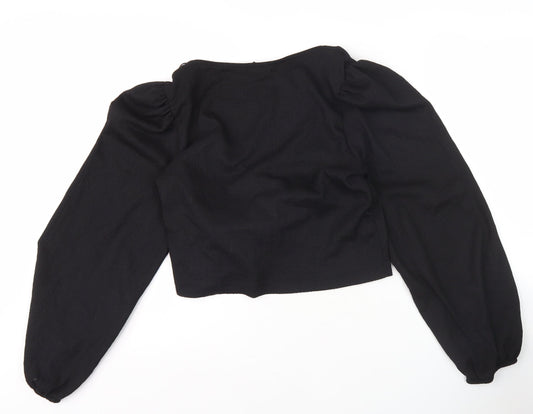 Womens UK Size L Monki Black Wrap Blouse