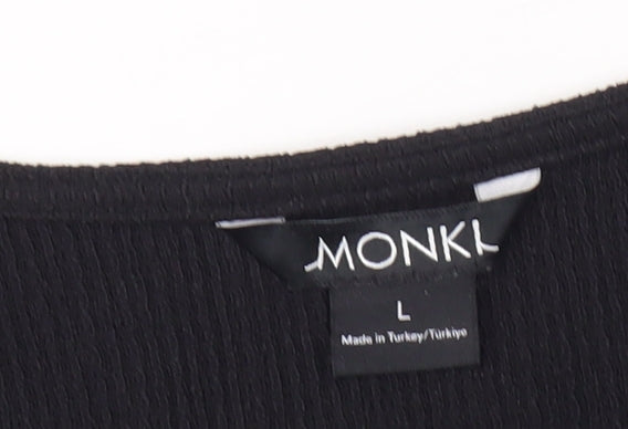 Womens UK Size L Monki Black Wrap Blouse