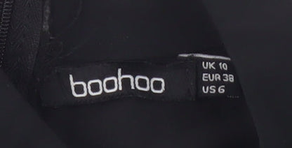 Boohoo Women's Black High Neck Blouse, Size 10