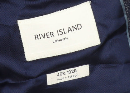 Mens UK Size 40 River Island Regular Blue Suit Jacket