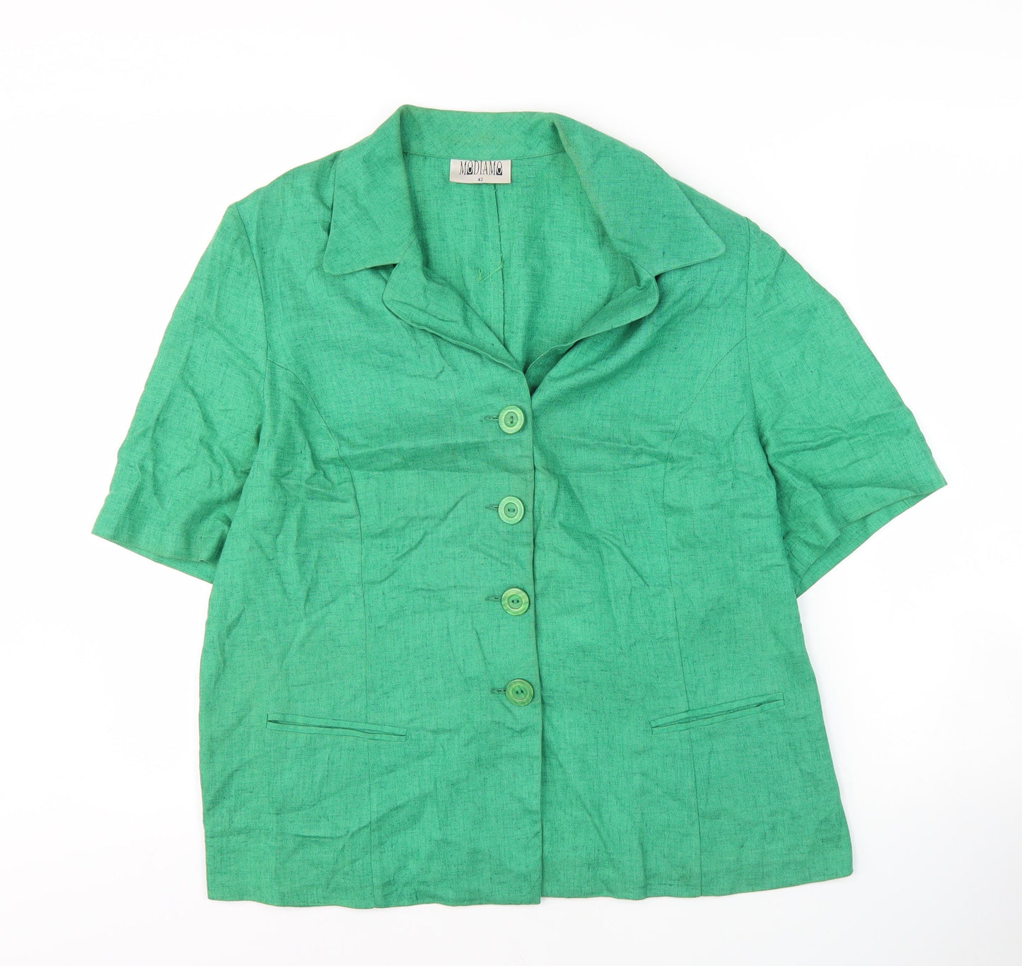 Modiamo Women's Green Button-Up Shirt Size 14