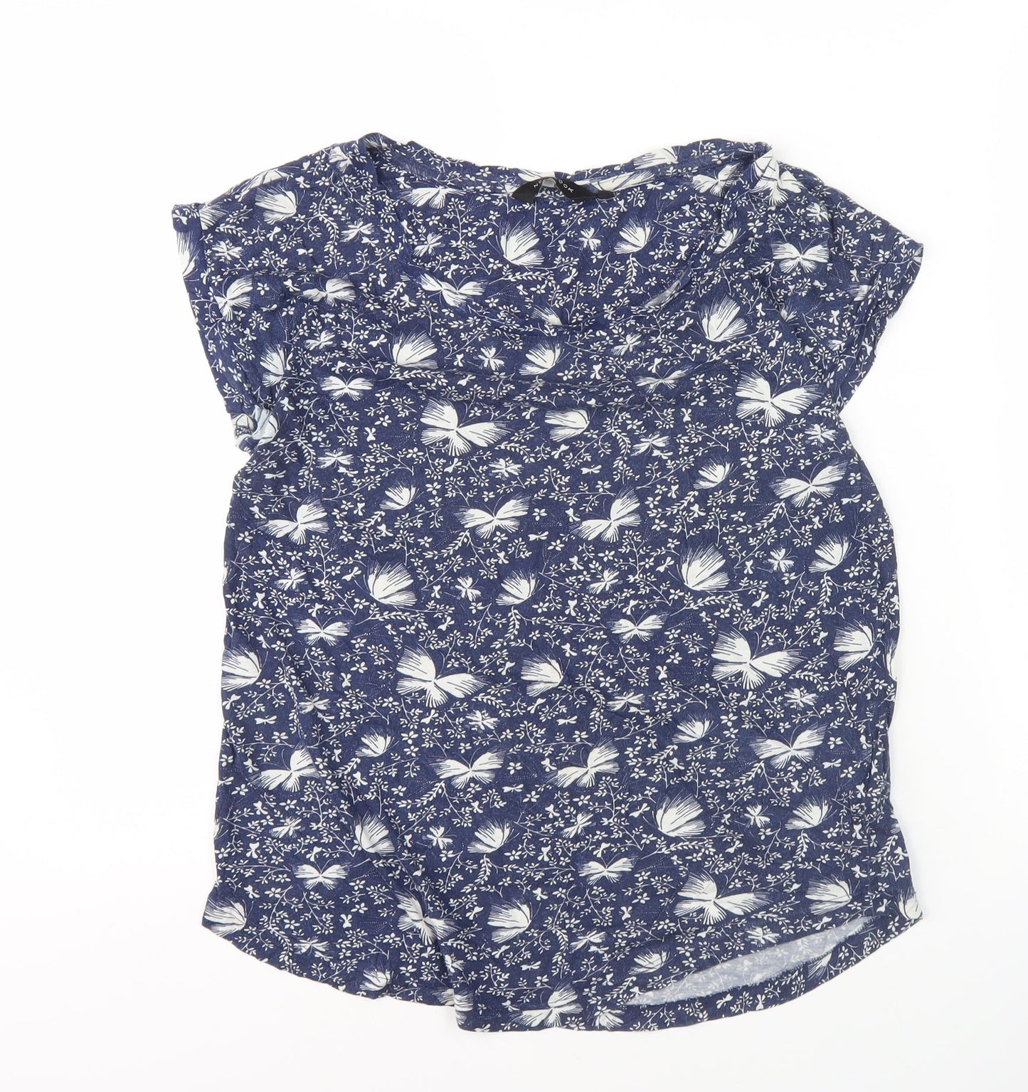 New Look Women's Blue Butterfly Print Top Size 10