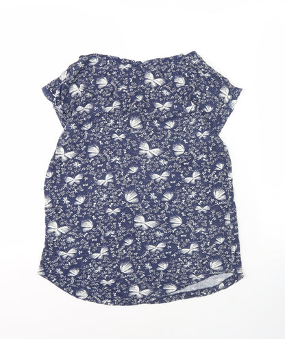 New Look Women's Blue Butterfly Print Top Size 10