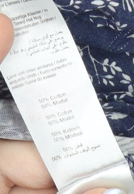 New Look Women's Blue Butterfly Print Top Size 10