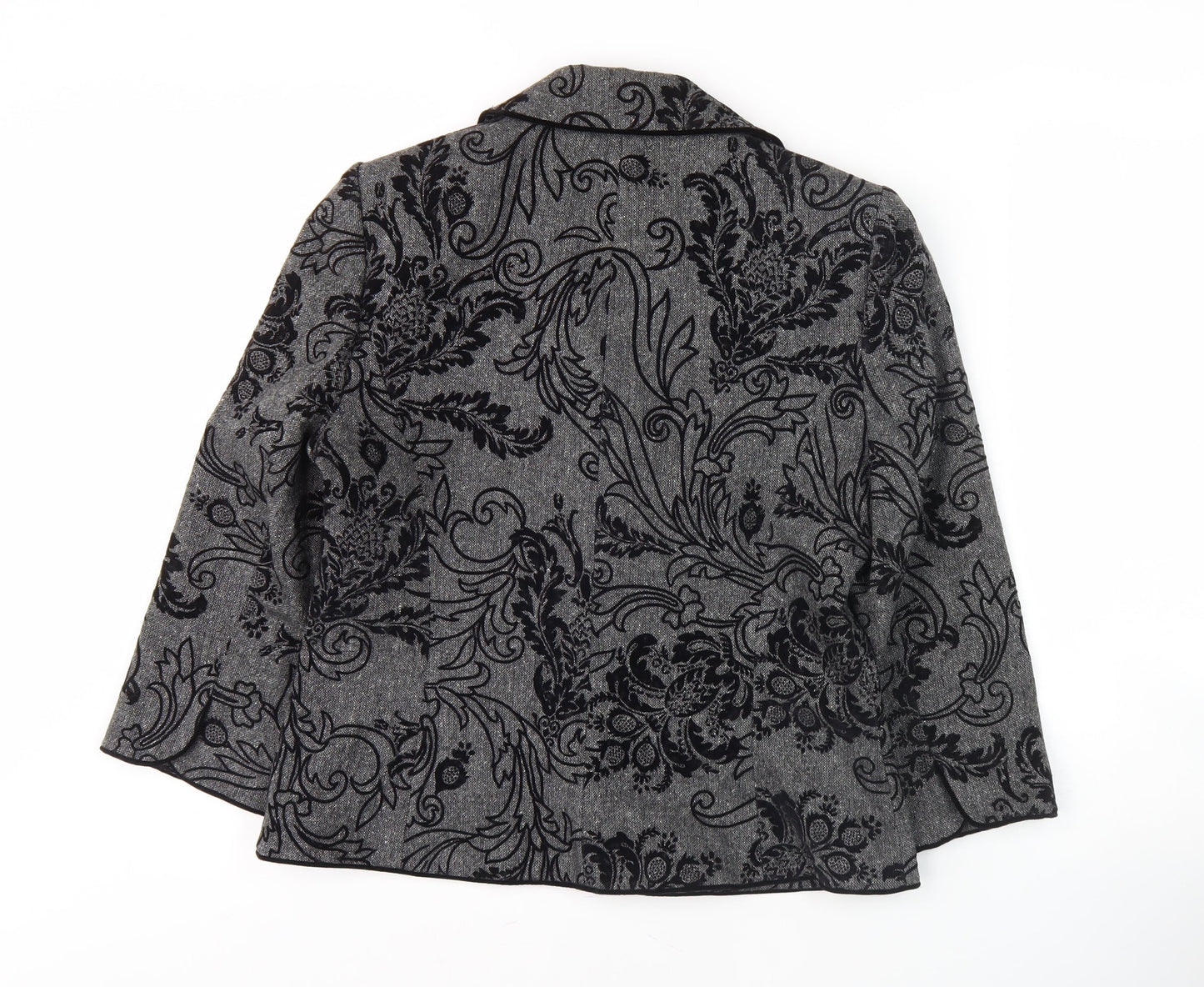 Collezioni Women Grey Floral Blazer Size 10