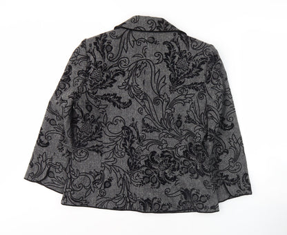 Collezioni Women Grey Floral Blazer Size 10