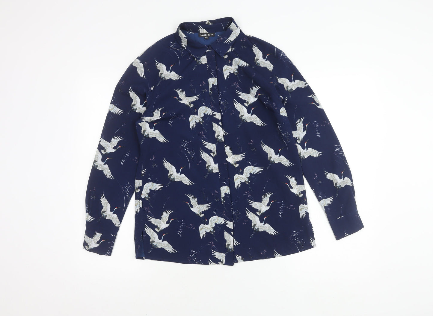 Womens UK Size 8 Warehouse Blue  Button-Up
