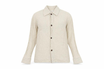 Zara Beige Striped Button-Up Shirt Women's Size S