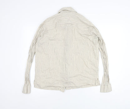 Zara Beige Striped Button-Up Shirt Women's Size S