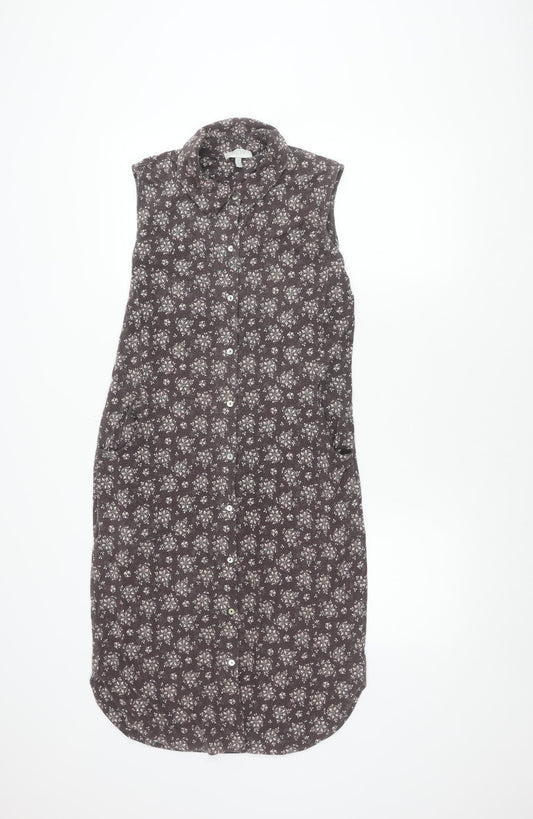 Laura Ashley Women's Grey Floral Shirt Dress Size 10