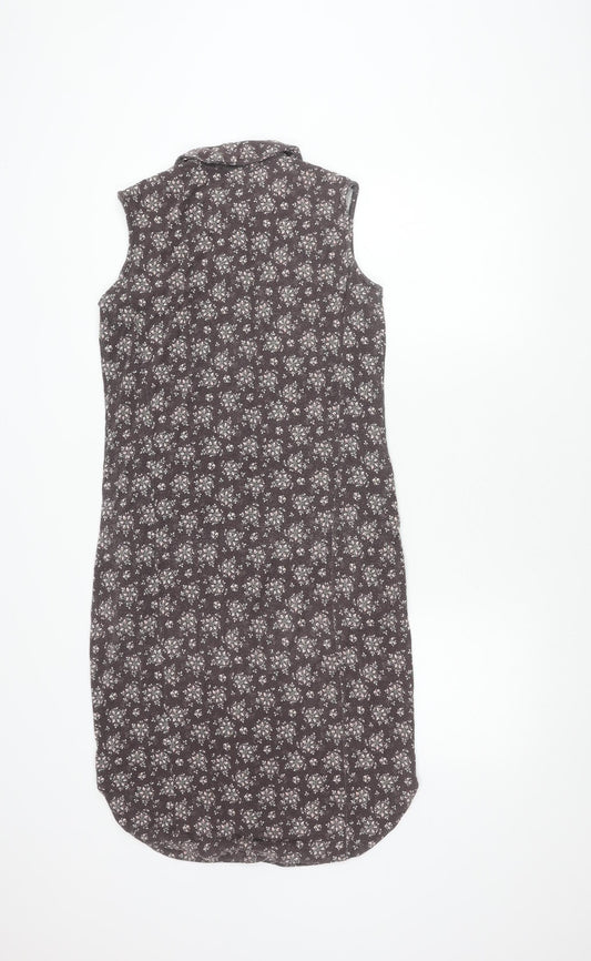 Laura Ashley Women's Grey Floral Shirt Dress Size 10