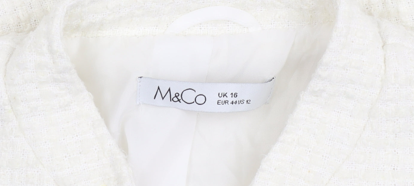 M&Co Women's White Polyester Jacket Size 16