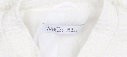 M&Co Women's White Polyester Jacket Size 16