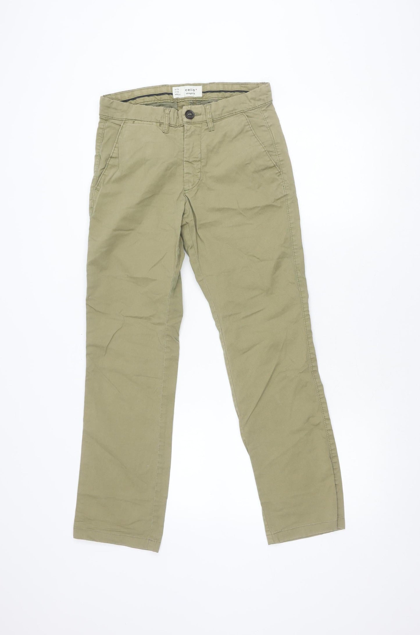 Mens UK Size S Celio Regular Fit Chino Green Trousers