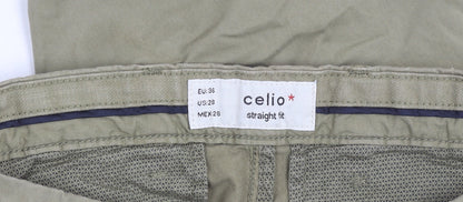Mens UK Size S Celio Regular Fit Chino Green Trousers