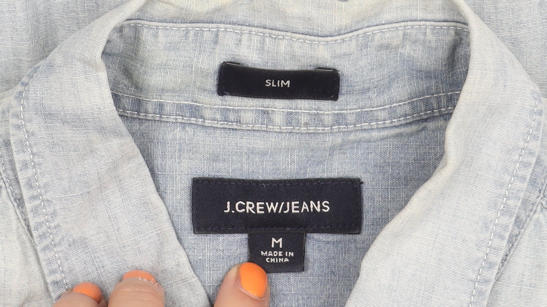 J.CREW/JEANS Men's Slim Blue Short Sleeve Shirt