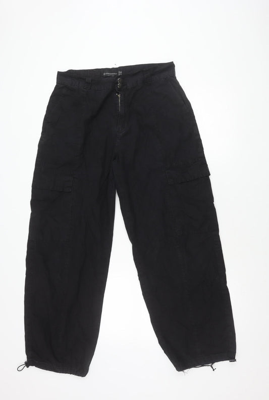 Stradivarius Women's Black Cargo Trousers Size 10