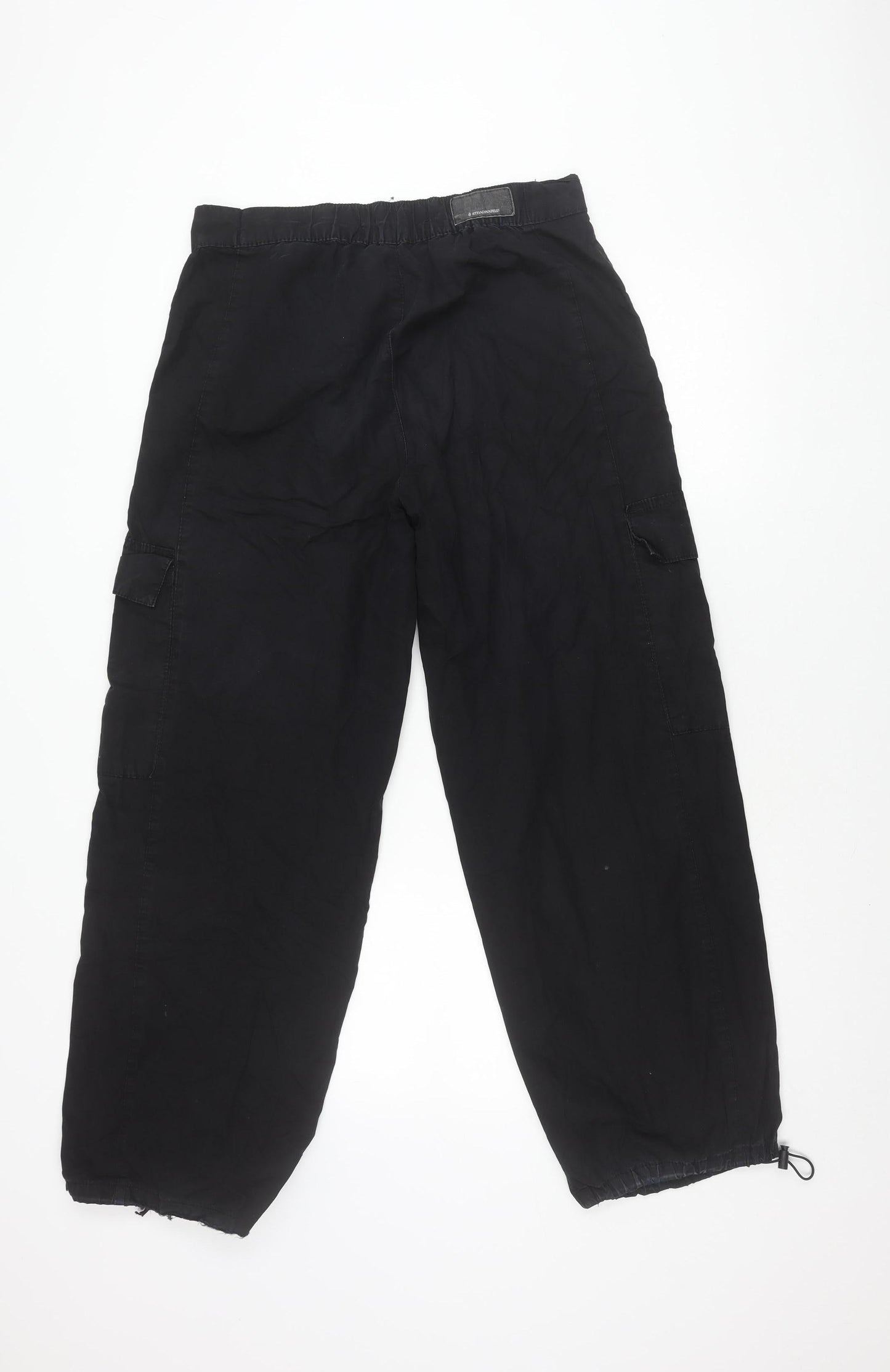 Womens UK Size 10 Stradivarius Relaxed Fit Cargo Black Trousers