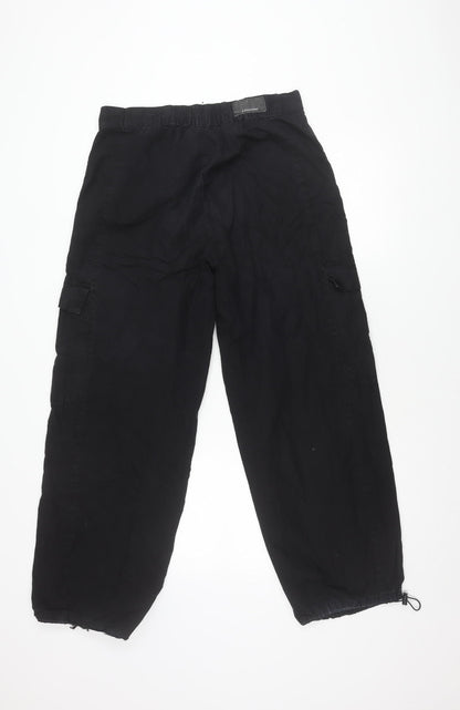 Womens UK Size 10 Stradivarius Relaxed Fit Cargo Black Trousers