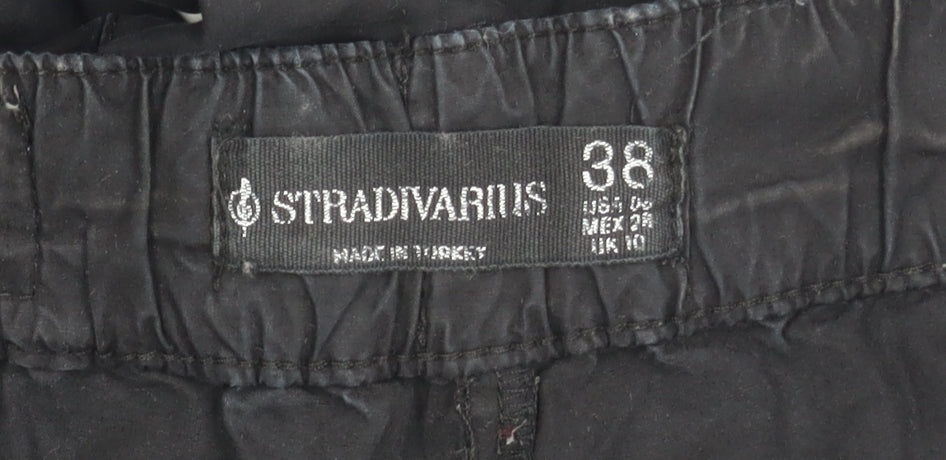 Womens UK Size 10 Stradivarius Relaxed Fit Cargo Black Trousers