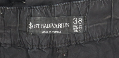 Womens UK Size 10 Stradivarius Relaxed Fit Cargo Black Trousers