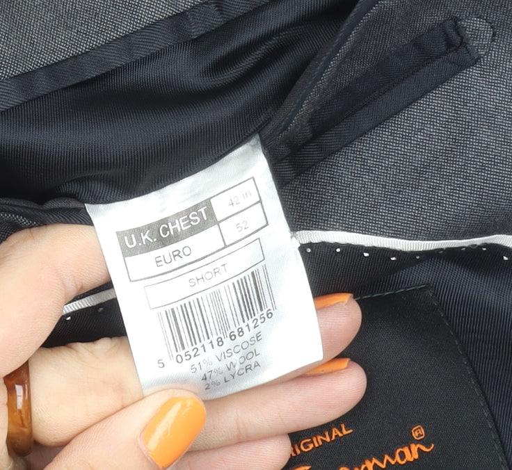 Mens UK Size 42 Ben Sherman Regular Grey Suit Jacket