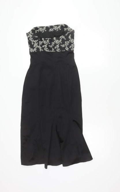 Coast Women's Black Floral Strapless Dress Size 8